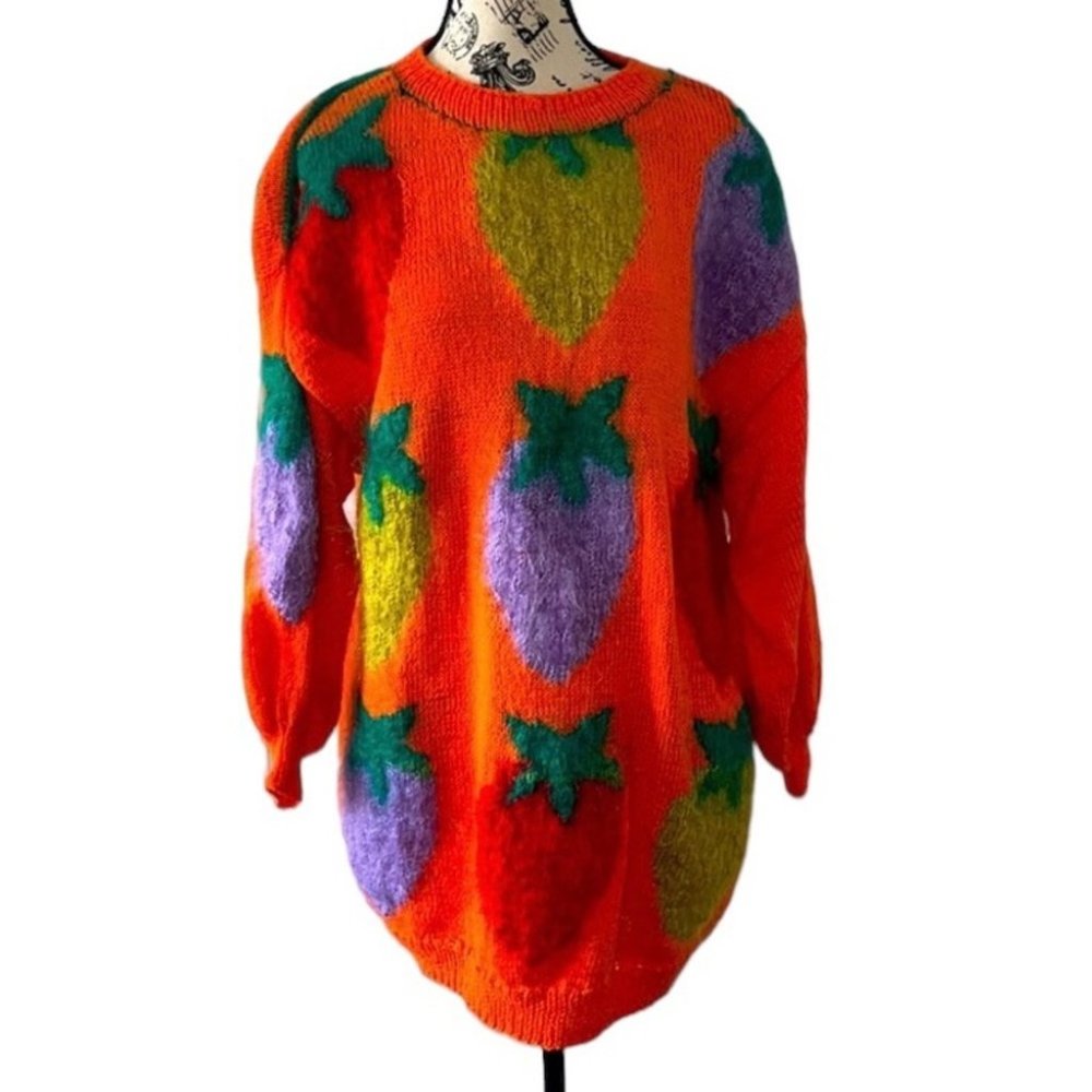 One-of-a-kind Strawberry  Hand Knit Sweater in Belfast, Northern Ireland